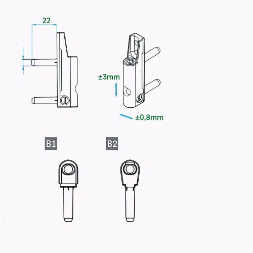 Vorne - sarokpánt - befúrható