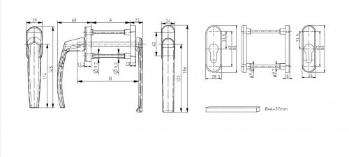 ajtókilincs - lapos kivitel - redőnyhöz