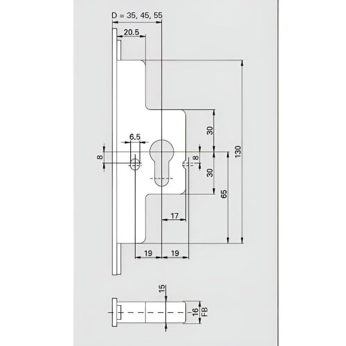 Roto Safe - zárbetét ház - D=45 mm.