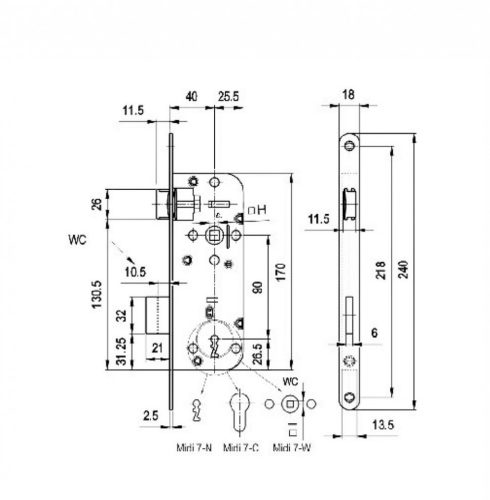 ELZETT - ajtózár - cilinderes - Midi 7C