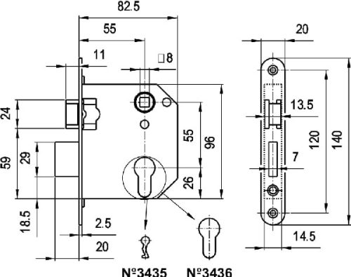Euro Elzett 3435 kulcsos lővér zár