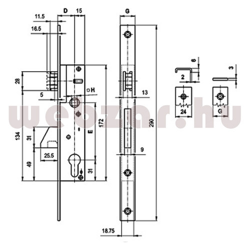 ELZETT - ajtózár - billenőreteszes