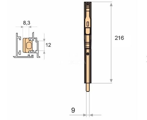 FAPIM tolózár  216 mm