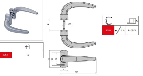 FAPIM - ajtókilincs - ezüst