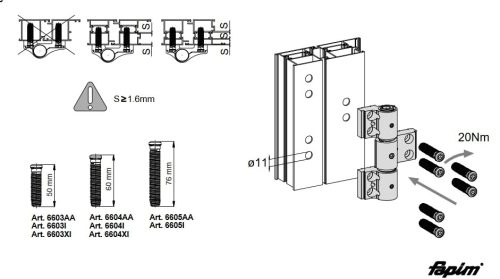 FAPIM LOIRA + 67 mm./3 - ajtózsanér (pánt) 