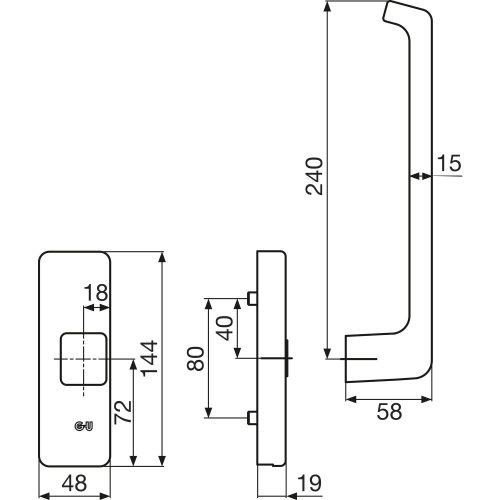 GU - toló-bukó kilincs - barna - balos