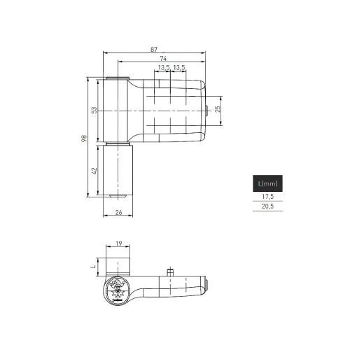 JOCKER Junior - ajtózsanér (pánt) - fehér