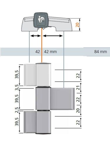 Dr. Hahn 60 AT - 84 mm./ 3 - ajtózsanér (pánt) 