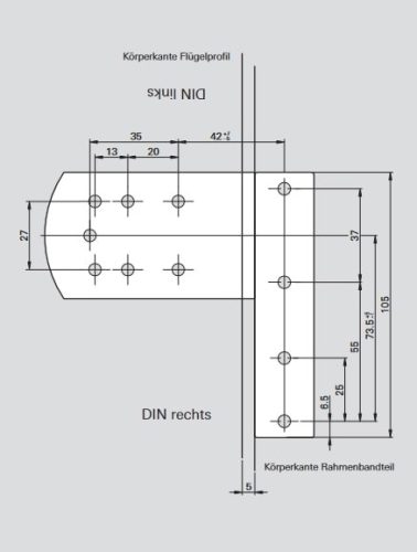 ROTO PS 27 105/42 - ajtózsanér (pánt)  