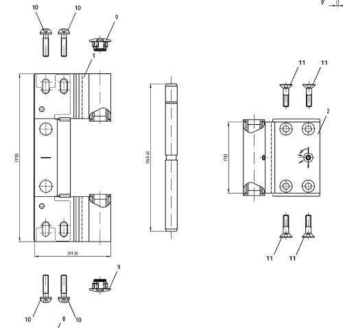 SCHÜCO - ajtópánt - garnitúra - Royal S