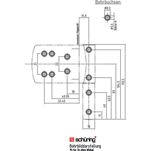 SCHÜRING M-TEC III S - ajtózsanér (pánt) 