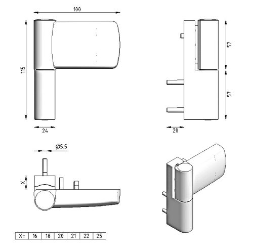 SCHÜRING M-TEC - ajtózsanér (pánt) - 18 mm.