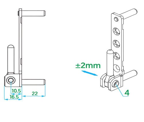Vorne - sarokcsapágy + stift - befúrható