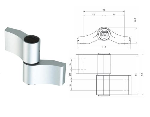 WALA WX R 92/2 - szimmetrikus zsanér (pánt) - ezüst 